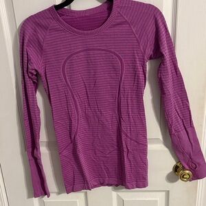 lululemon athletica Striped Magenta Long Sleeve Top